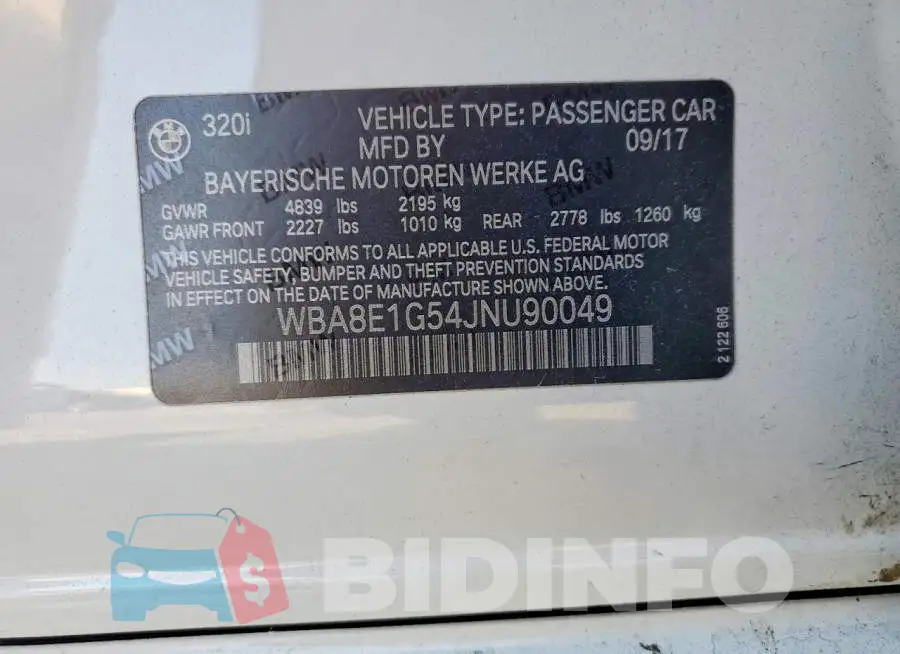 WBA8E1G54JNU90049 Photo# 12