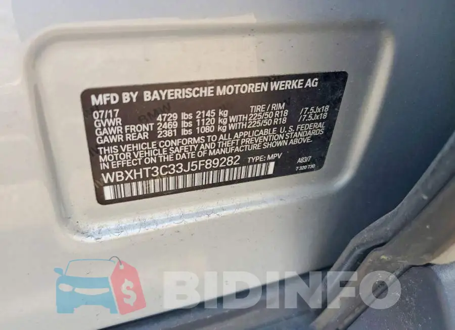 WBXHT3C33J5F89282 Photo# 13