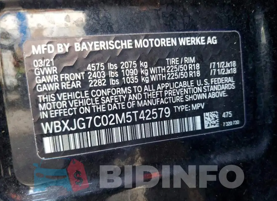 WBXJG7C02M5T42579 Photo# 13