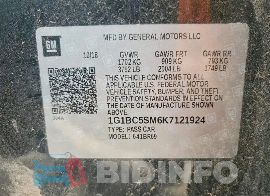 1G1BC5SM6K7121924 Photo# 13