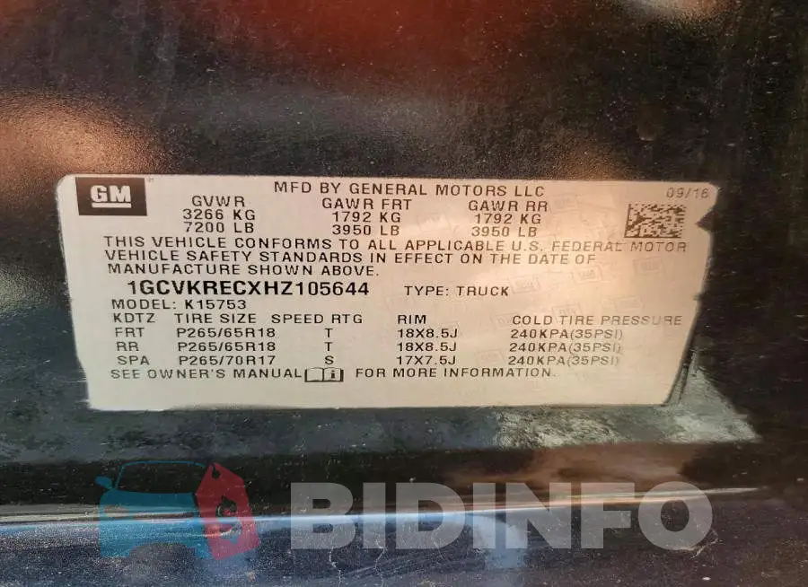 1GCVKRECXHZ105644 Photo# 12