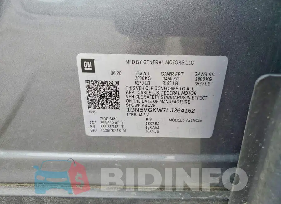 1GNEVGKW7LJ264162 Photo# 13