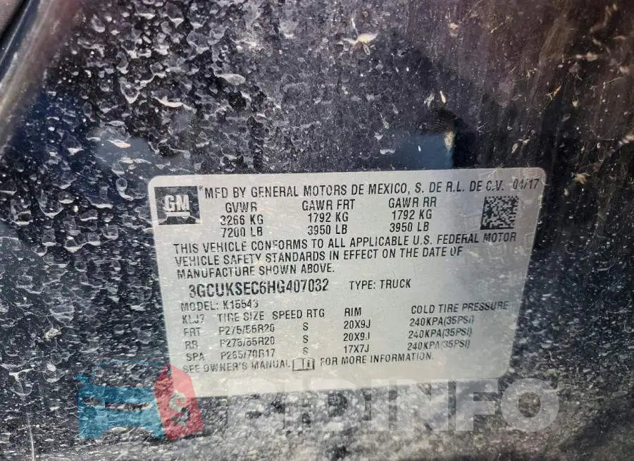 3GCUKSEC6HG407032 Photo# 12
