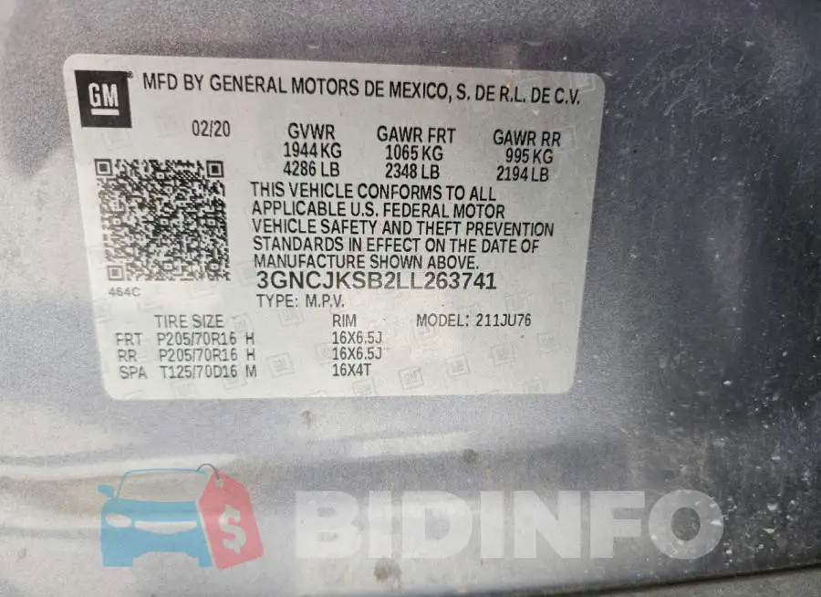 3GNCJKSB2LL263741 Photo# 13