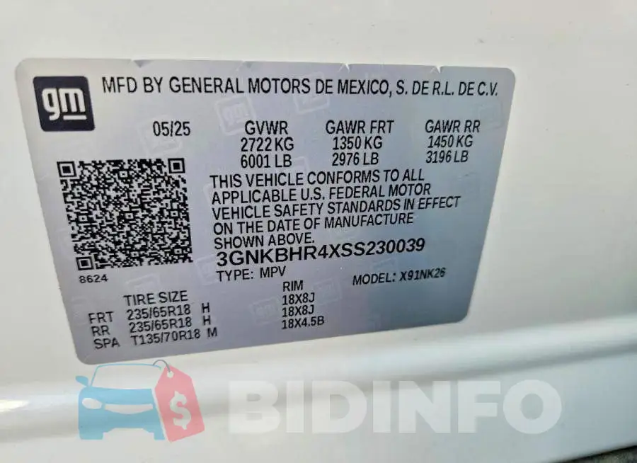 3GNKBHR4XSS230039 Photo# 14