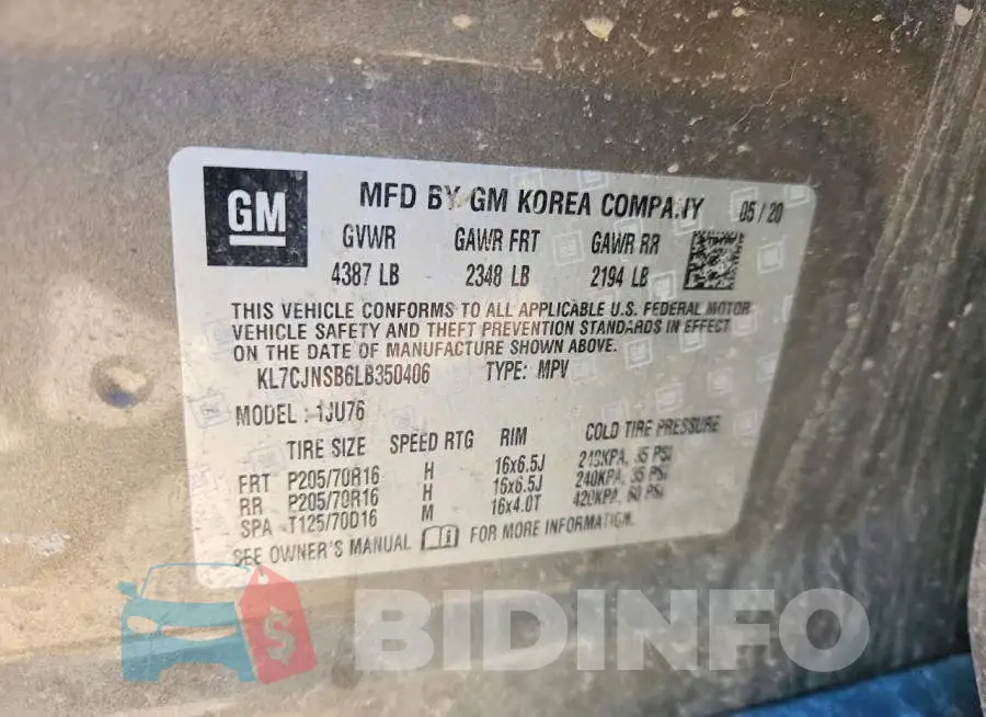 KL7CJNSB6LB350406 Photo# 12
