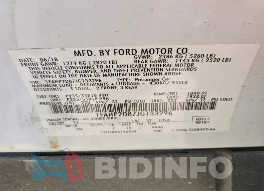 1FAHP2D87JG133296 Photo# 12
