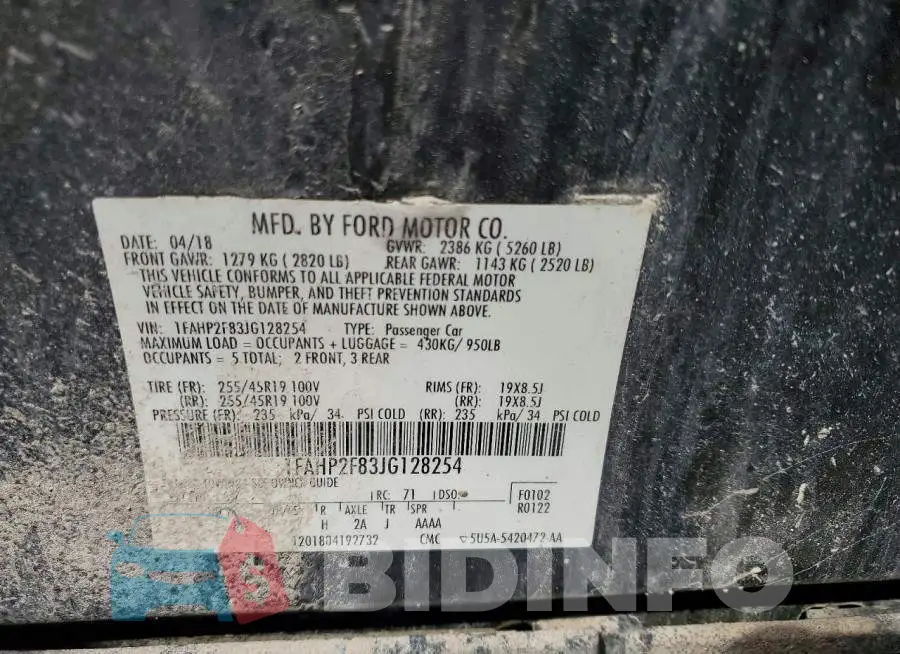 1FAHP2F83JG128254 Photo# 12
