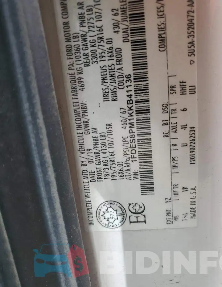 1FDES8PM1KKB41136 Photo# 13