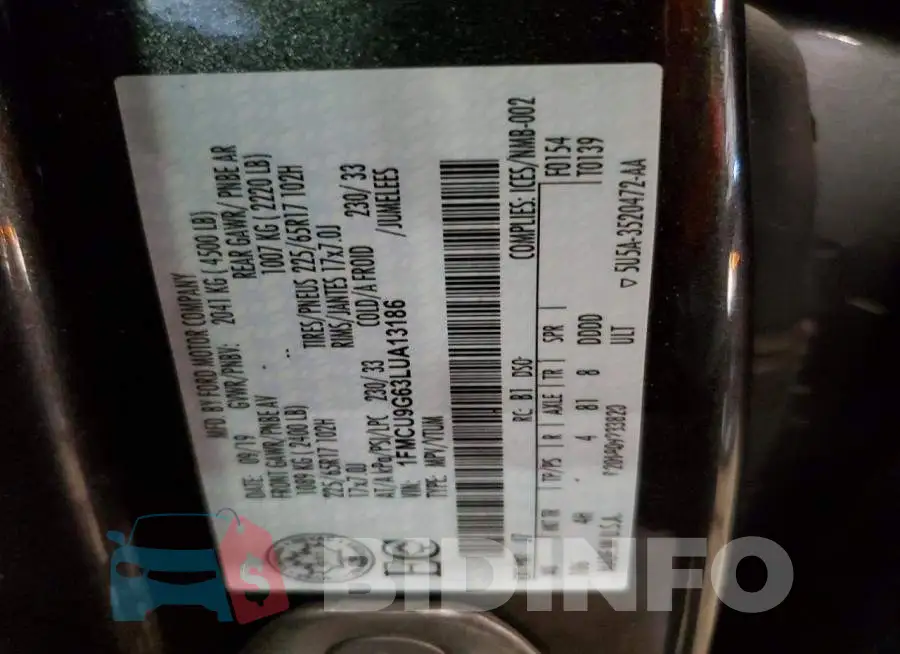 1FMCU9G63LUA13186 Photo# 13