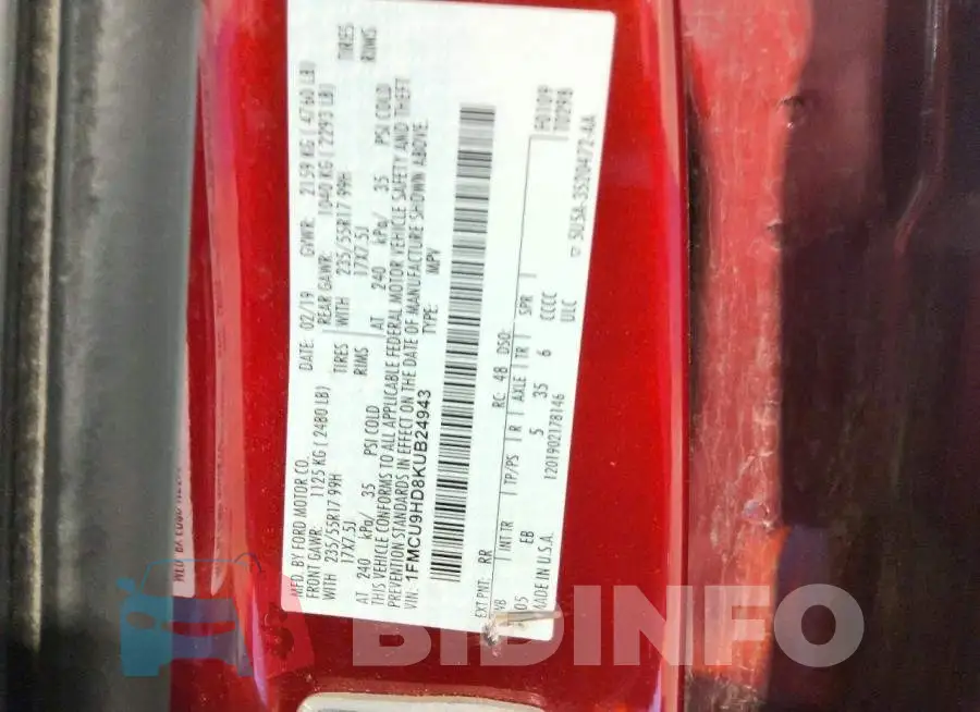 1FMCU9HD8KUB24943 Photo# 13