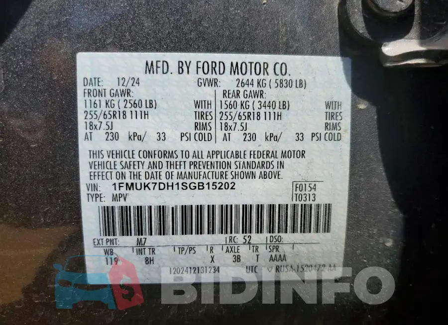 1FMUK7DH1SGB15202 Photo# 13