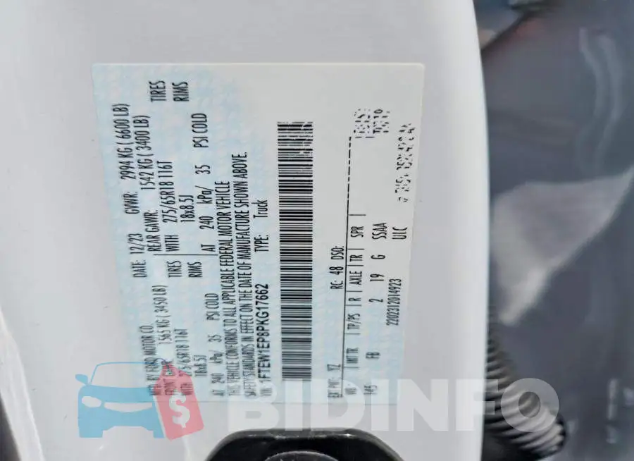 1FTEW1EP8PKG17662 Photo# 12