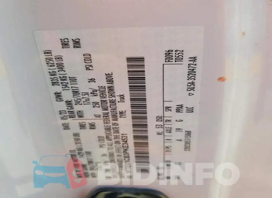 1FTEX1CB3PKE34531 Photo# 12