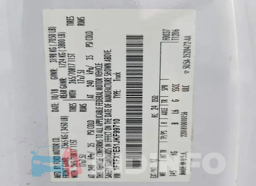 1FTFX1E51JKF99710 Photo# 12