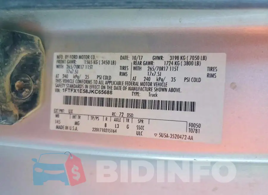 1FTFX1E58JKC65688 Photo# 12