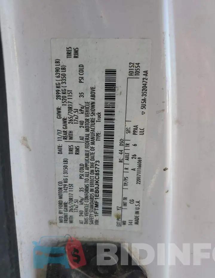 1FTMF1EB0JKC85773 Photo# 13