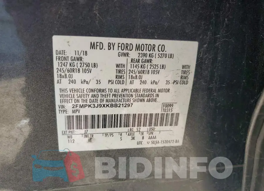 2FMPK3J9XKBB21297 Photo# 12