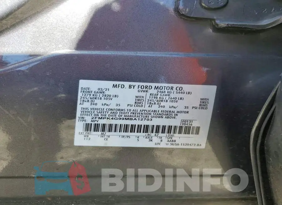 2FMPK4G99MBA12703 Photo# 13