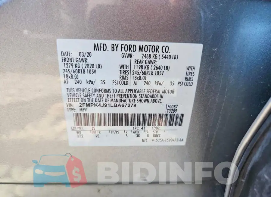 2FMPK4J91LBA67279 Photo# 13