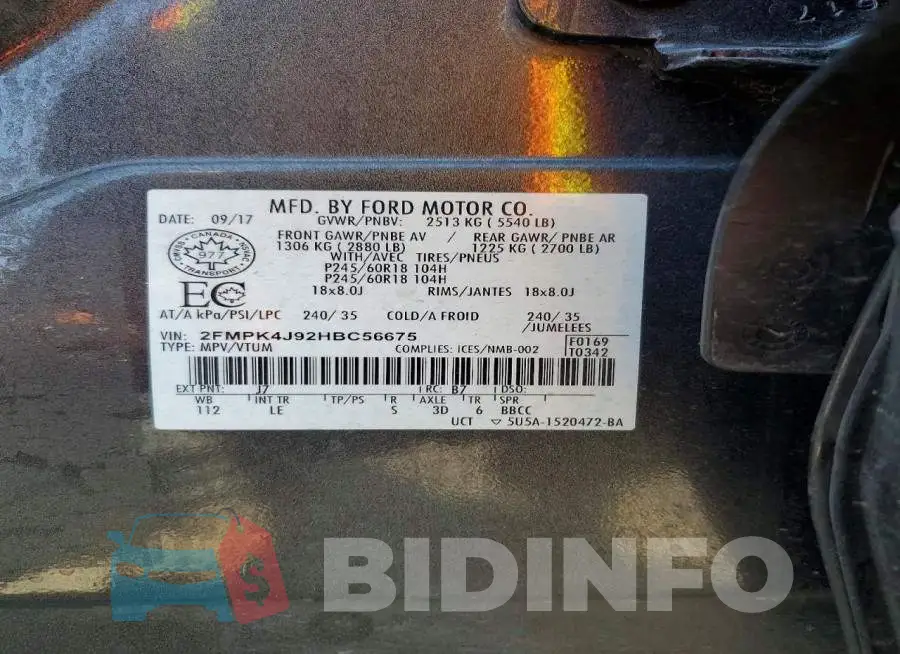 2FMPK4J92HBC56675 Photo# 13