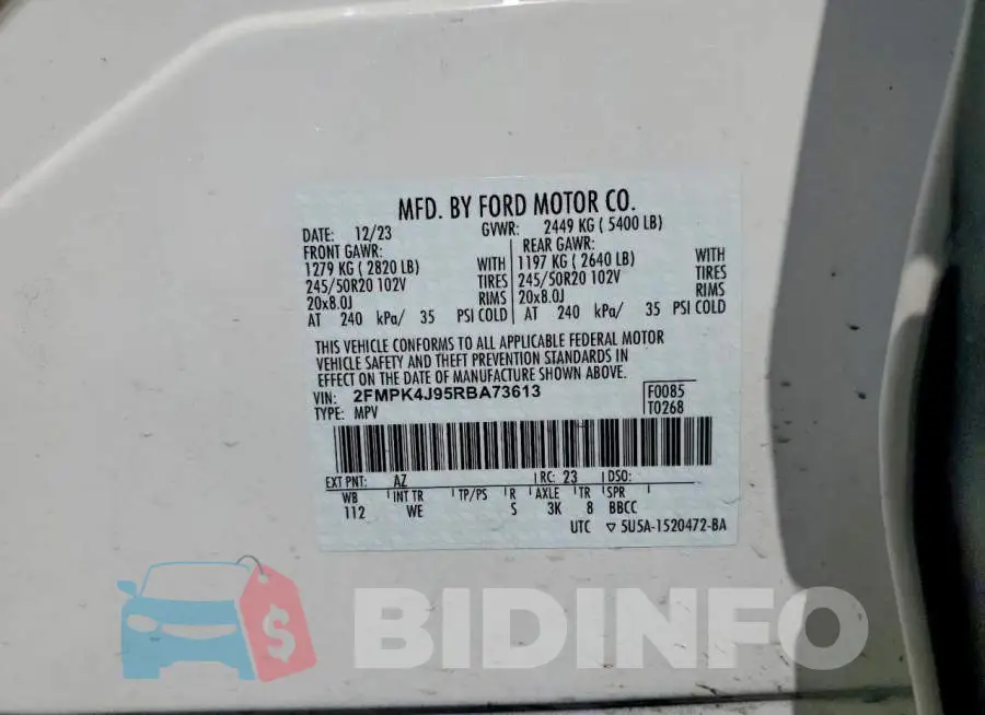 2FMPK4J95RBA73613 Photo# 13