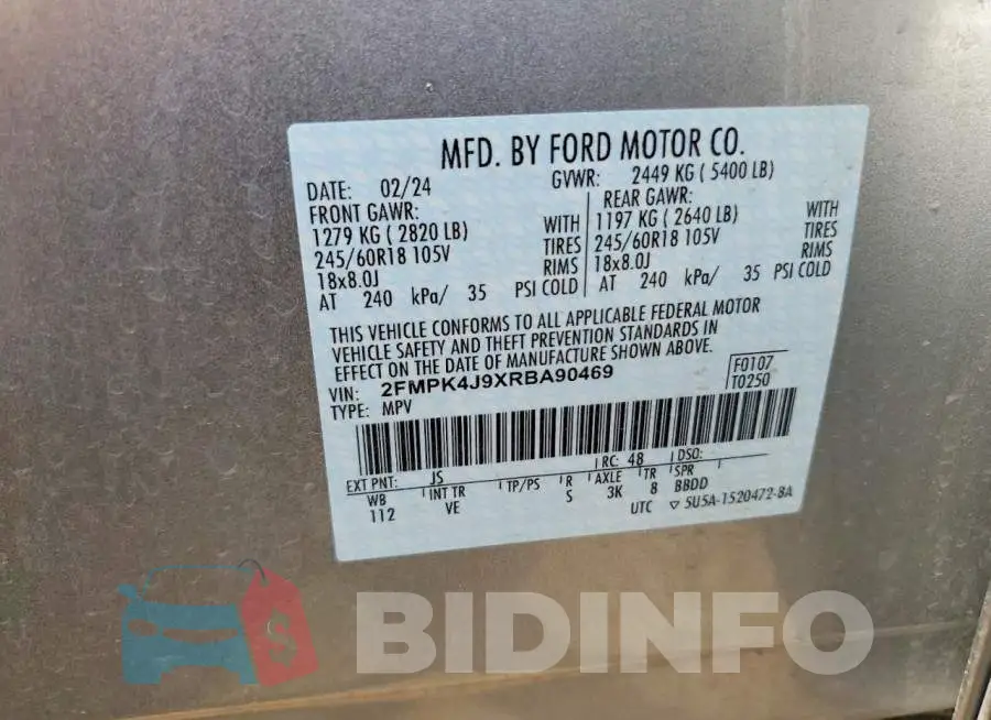 2FMPK4J9XRBA90469 Photo# 13