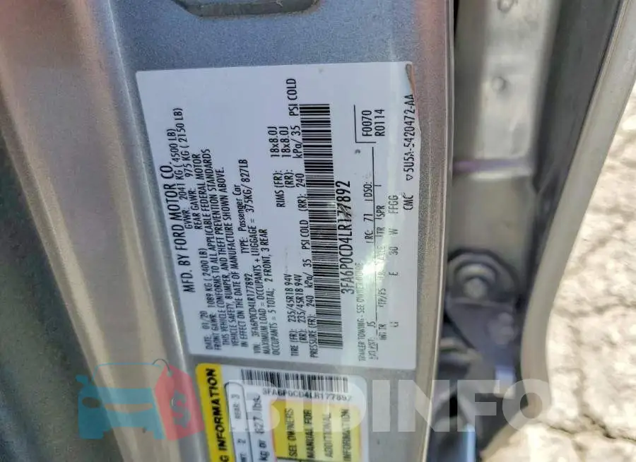 3FA6P0CD4LR177892 Photo# 12