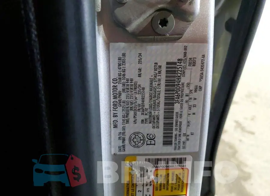 3FA6P0D94HR225148 Photo# 12