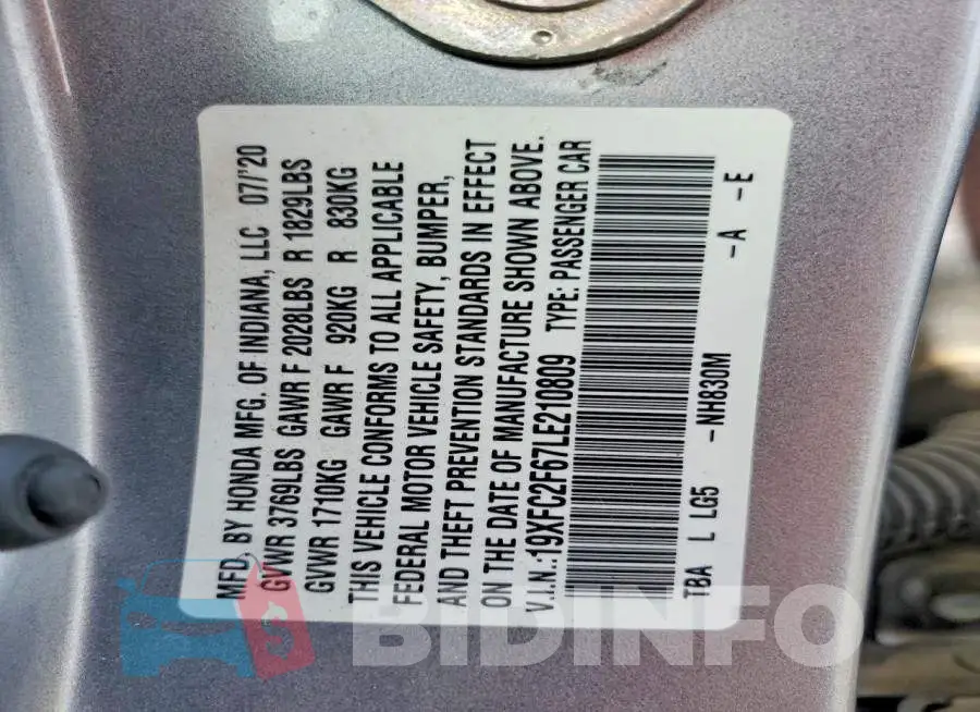 19XFC2F67LE210809 Photo# 13