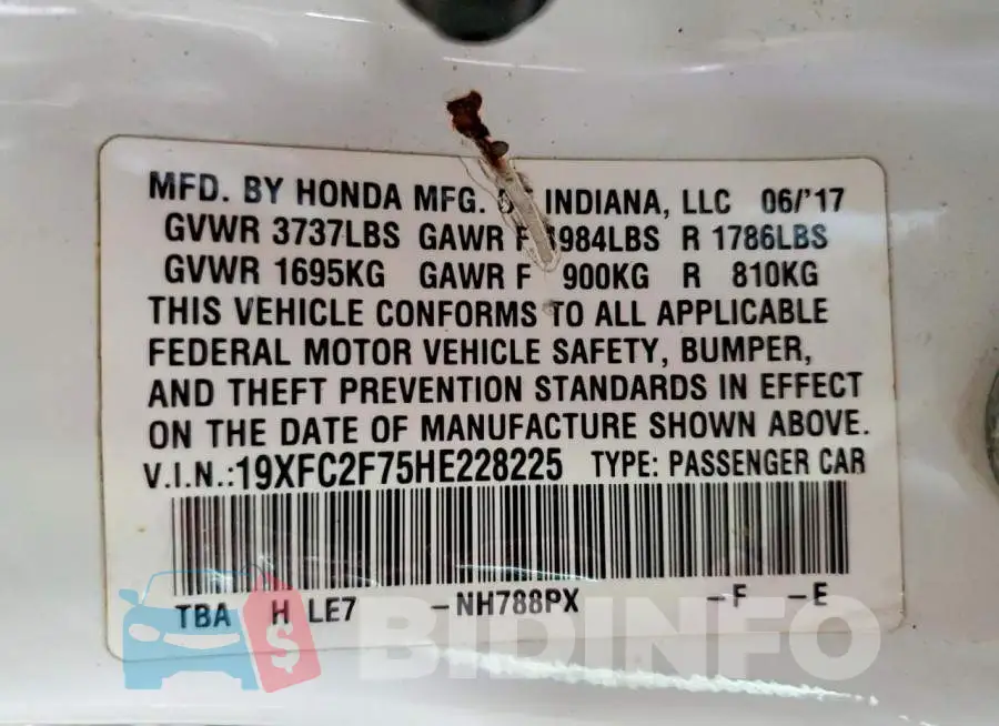 19XFC2F75HE228225 Photo# 12
