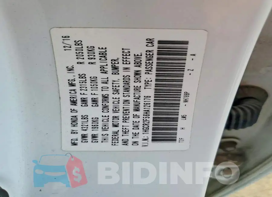 1HGCR2F56HA126176 Photo# 12