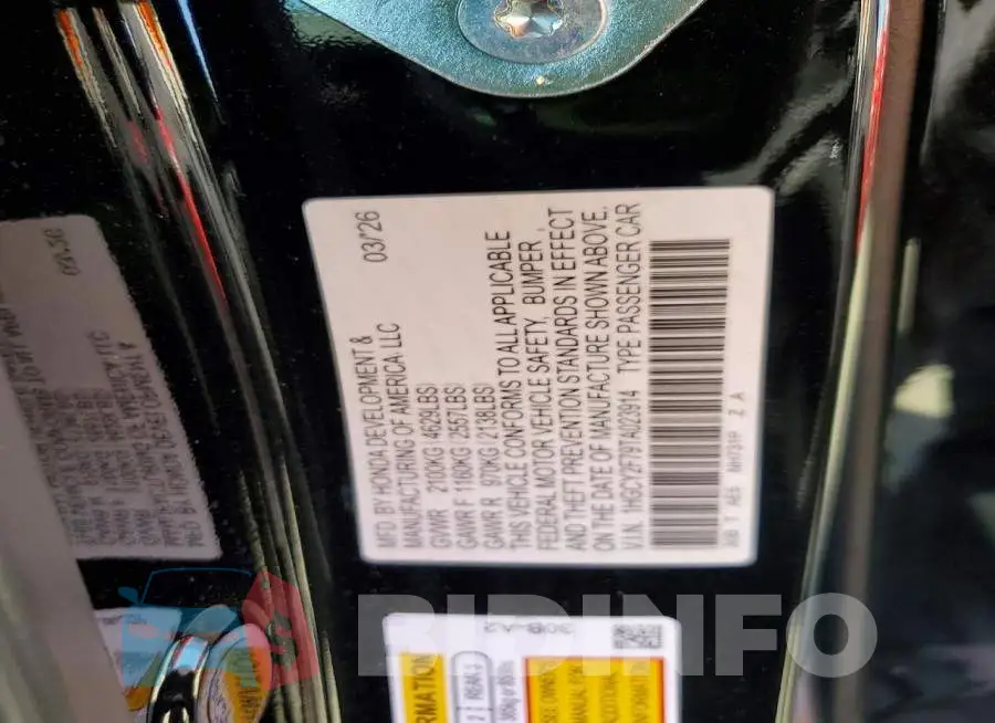 1HGCY2F79TA023914 Photo# 13