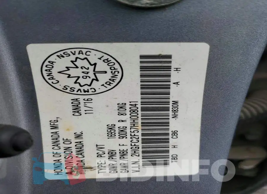 2HGFC2F57HH008041 Photo# 13