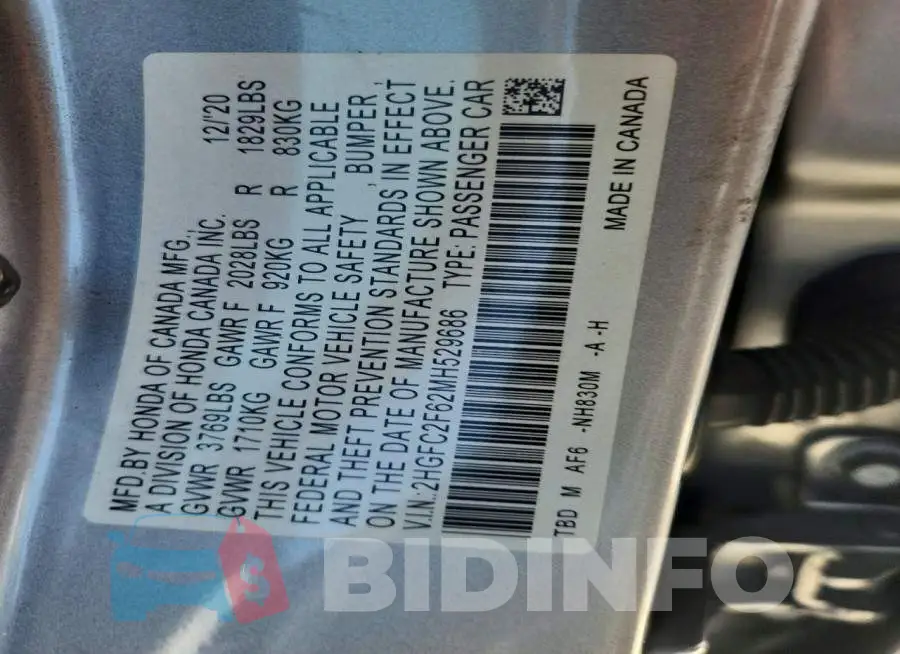 2HGFC2F62MH529686 Photo# 12