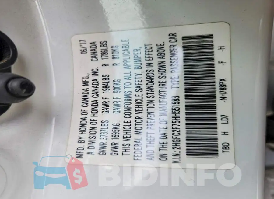 2HGFC2F75HH551583 Photo# 12
