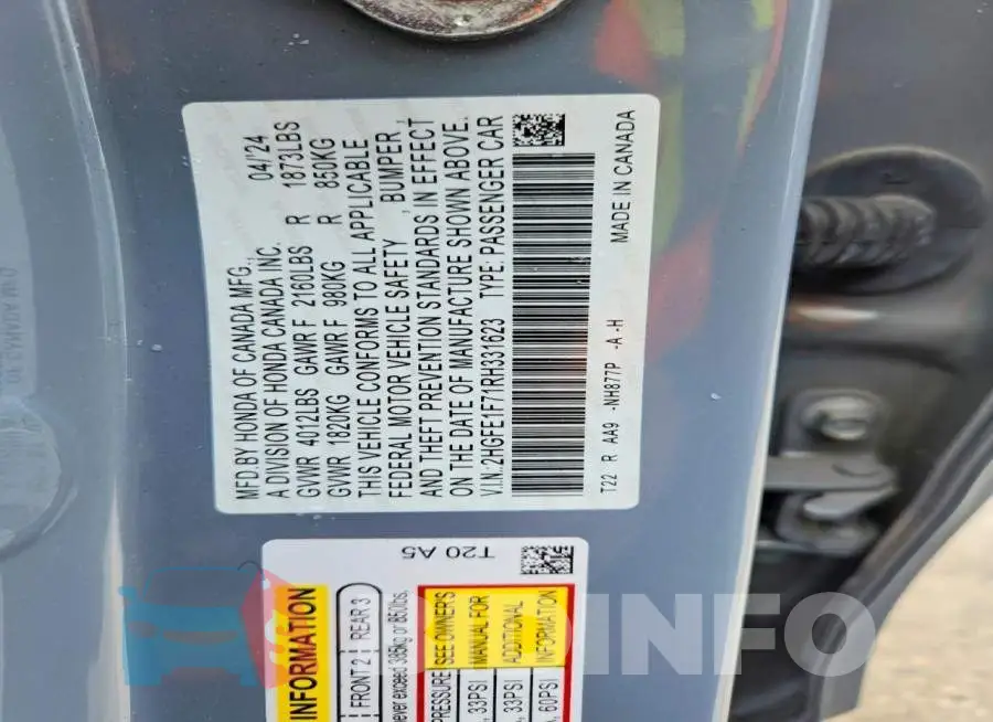 2HGFE1F71RH331623 Photo# 13