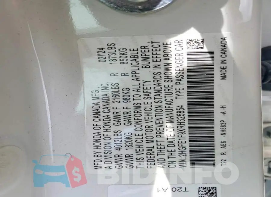 2HGFE1F9XRH325854 Photo# 12