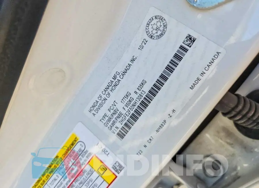 2HGFE2F50NH130813 Photo# 12