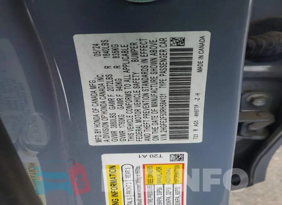 2HGFE2F50RH584131 Photo# 13
