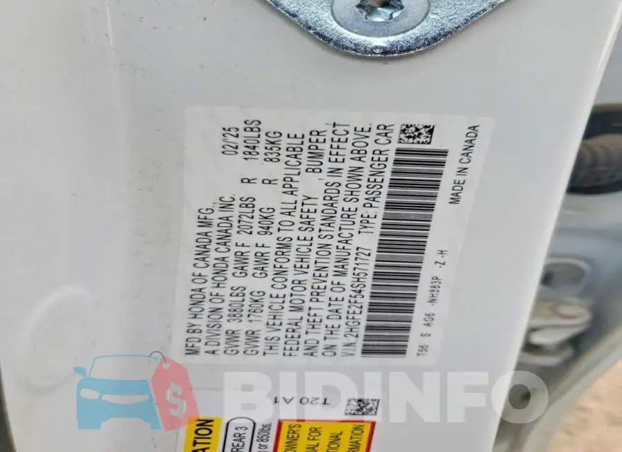 2HGFE2F54SH571727 Photo# 12