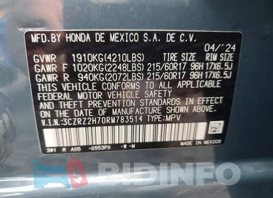 3CZRZ2H70RM783514 Photo# 13