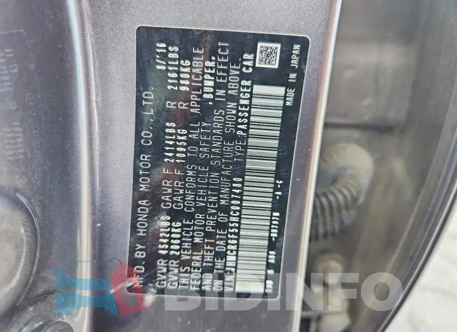 JHMCR6F55HC007480 Photo# 12