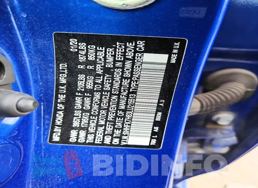 SHHFK7H63LU215513 Photo# 12
