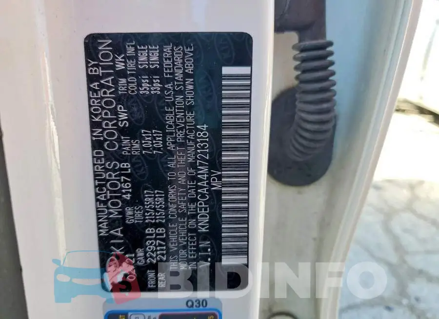 KNDEPCAA4M7213184 Photo# 12