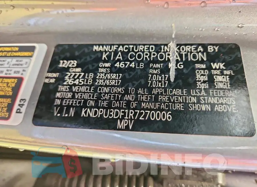 KNDPU3DF1R7270006 Photo# 13