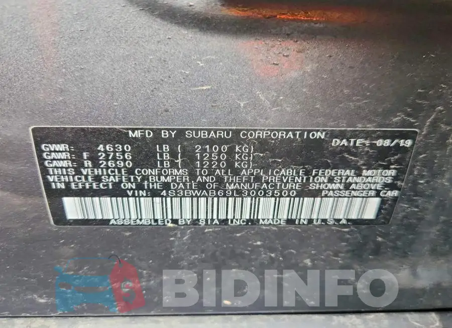 4S3BWAB69L3003500 Photo# 12