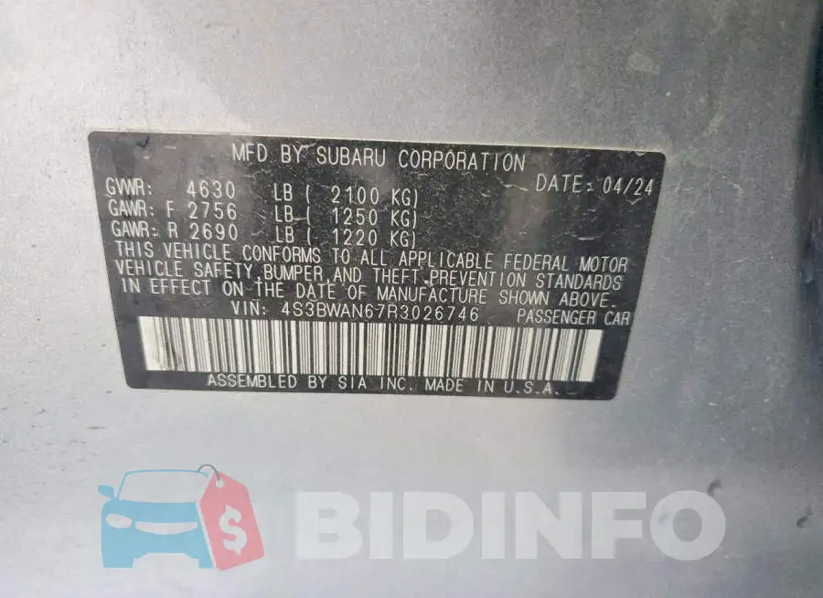 4S3BWAN67R3026746 Photo# 12