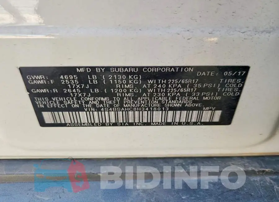 4S4BSAHC8H3418013 Photo# 13