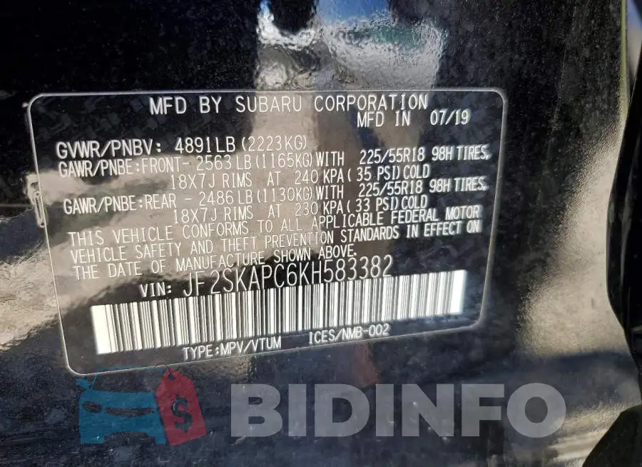 JF2SKAPC6KH583382 Photo# 14